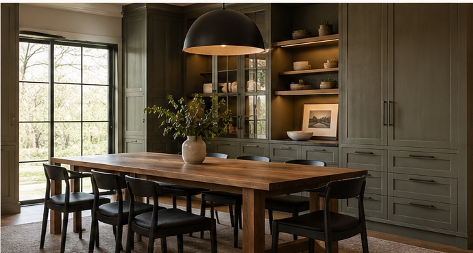Custom cabinetry and built-in dining room storage
