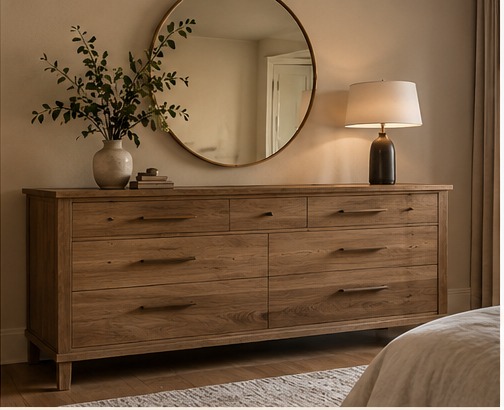 Custom built-in dresser and storage